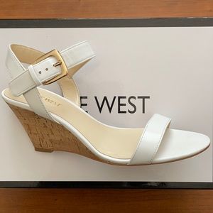 Nine West White Color Open Toe Wedge - size 7.5M